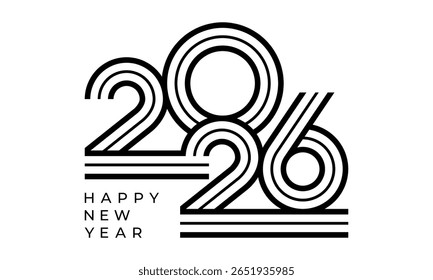 2026 Happy New Year design vector illustration. Unique 2026 logo design template