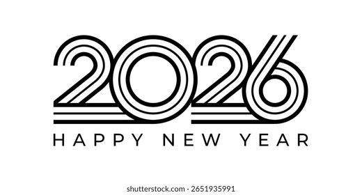 2026 Happy New Year design vector illustration. Unique 2026 logo design template