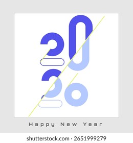 2026 happy new year design for card, poster, cover, calendar, banner, etc, 2026 number design with slice line and mirror or glass concept , isolated in white