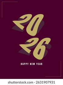 2026 happy new year flying paper number design , simple illustrator of 2026 template for greeting card, cover, background, banner, etc , 2026