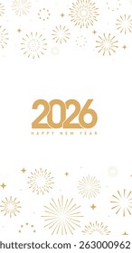 2026 Happy New Year gold text and particle Greating luxury gold text illustration backgound