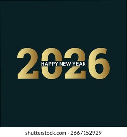 2026 Happy New Year gradient color style. Abstract logo type calligraphy art. EPS vector illustration design. Creative decoration, modern, elegant. Use this banner poster card and much more.  