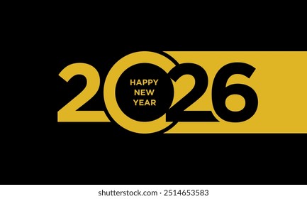 2026 Feliz año Nuevo con letras sobre fondo negro. 2026 Feliz Año Nuevo Diseño de Fondo. Ilustración vectorial.