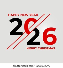 2026 Happy New Year logo text design. 2026 number design template. Vector illustration with black labels isolated on background.