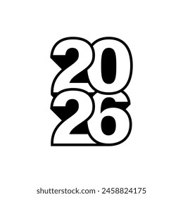 2026 Happy New Year logo text design. 2026 number design template. Vector illustration.