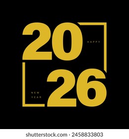 2026 Happy New Year logo text design. 2026 number design template. Vector illustration.