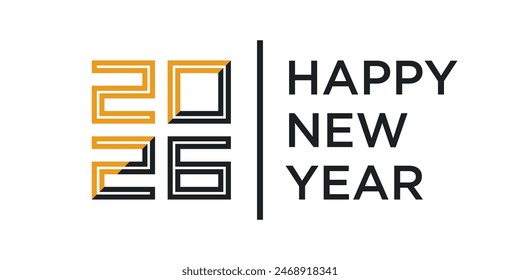 2026 Happy New Year logo text design vector trendy. Premium Vector