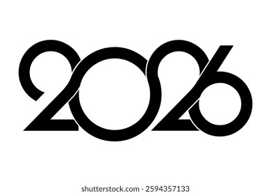 2026 Happy New Year logo design vector illustration icon. black logo and white background