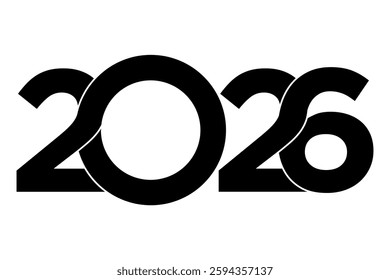 2026 Happy New Year logo design vector illustration icon. black logo and white background