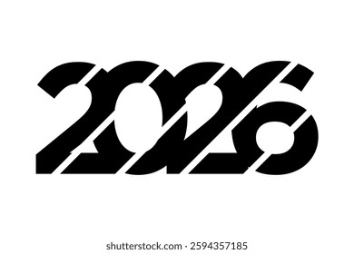2026 Happy New Year logo design vector illustration icon. black logo and white background