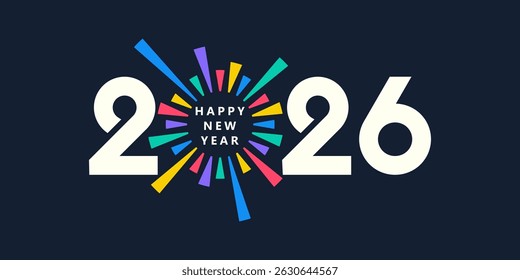 2026 Happy New Year logo design vector. colorful fireworks and trendy new year 2026 design template.