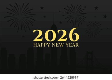 2026 Happy New Year Midnight Fireworks