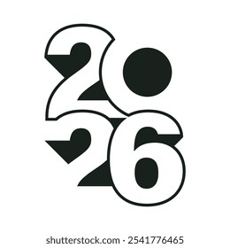 2026 Happy New Year Number Design. 2026 Flat Typography. Vector Illustration.