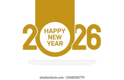 2026 Happy New Year Number Design with Golden Colour. 2026 Number Design Template. 2026 Happy New Year Symbol. Vector Illustration.