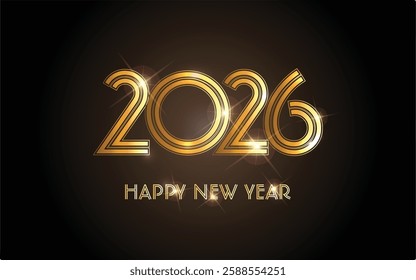 2026 Happy new year number, Gold luxury design for greeting, Premium 2026 symbol vector design.