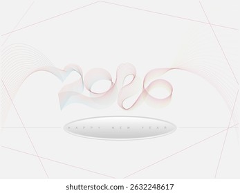 2026 happy new year. 2026 number with line blending design. new year template for greeting card, background, cover, banner, poster. blending, line 