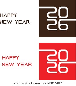 2026 Feliz Año Nuevo Diseño de Vector de tipografía cuadrada