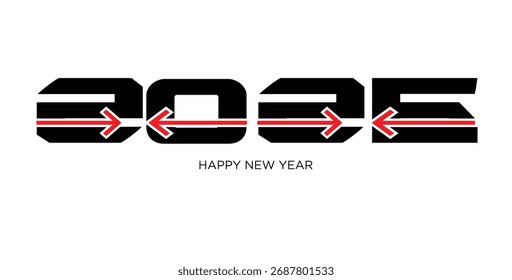 2026 Happy New Year Tech Logo Design with Dynamic Red Arrows – Futuristic Digital Progress Concept Vector Illustration
