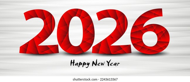 2026 Happy new year template, 2026 year Celebration Logo Vector On white Background, 2026 polygon Number, Logotype Number, New year celebration, Vector For Poster, banner, cover, card, brochure, flyer