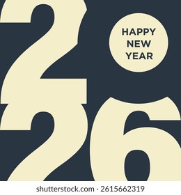 2026 Happy New Year Text Design. 2026 Flat Vector Illustration.