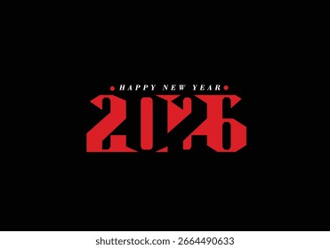 2026 Happy New Year Text Typography Design Element flyer, banner design.