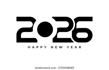 2026 Happy New Year. Happy New Year 2026 Text Design. 2026 typography logo design. Vector illustration