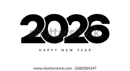 2026 Happy New Year Text Design. Vector logo 2026 for celebration and season decoration, background for branding, banner, cover, card and or social.