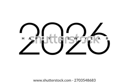 2026 Happy New Year. Happy New Year 2026 Text Design. 2026 typography logo design. Vector illustration