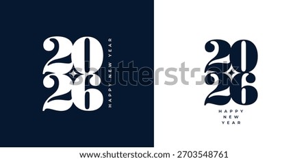 2026 Happy New Year. Happy New Year 2026 Text Design. 2026 typography logo design. Vector illustration