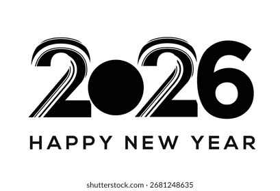 2026 Feliz Ano Novo Vetor. Moderno projeto de linha de fluxo abstrato para tecnologia, negócios e conceitos criativos.
