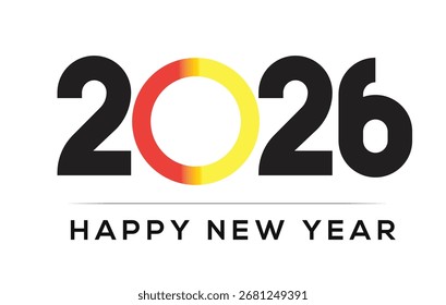 2026 Happy New Year Vector. Modern Gradient Circle Design for Corporate, Energy, and Digital Concepts.