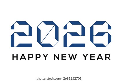 2026 Happy New Year Vector. Modern Geometric Origami Design for Technology, Corporate, and Digital Concepts.