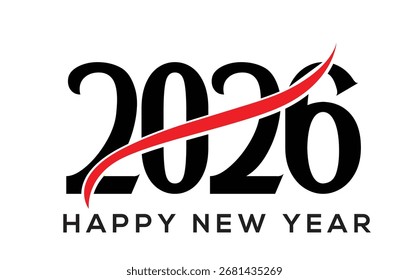 2026 Frohes neues Jahr Vektor. Dynamisches abstraktes Swirling Line Design für Geschäfts- und Technologiekonzepte.