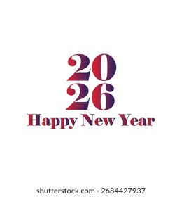 2026 Feliz Año Nuevo Diseño de Vector. Tipografía elegante del gradiente para la tarjeta de felicitación de la celebración, el Anuncio, y el fondo del calendario