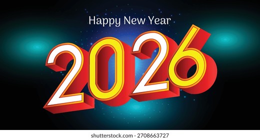 2026 Feliz Año Nuevo Diseño de Plantilla de Vector, Anuncio de fondo de arte abstracto, póster, calendario y tarjeta, conceptos coloridos Diseño de portada, 2026 Número y diseño de letra 3D,
