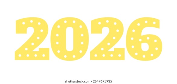 2026 horseshoe text, typography, isolated. Flat vector illustration. Chinese Lunar New Year zodiac sign, symbol. Japanese, Korean, Vietnamese New Year holiday card, banner, design element