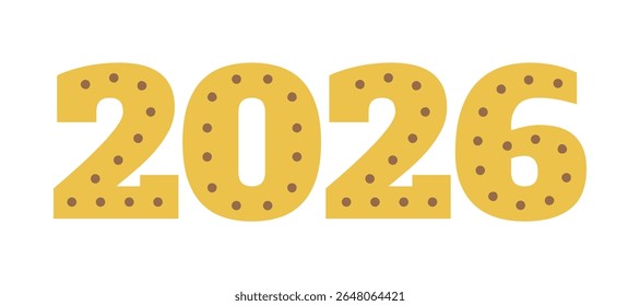 2026 horseshoe text, typography, isolated. Flat vector illustration. Chinese Lunar New Year zodiac sign, symbol. Japanese, Korean, Vietnamese New Year holiday card, banner, design element
