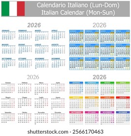 2026 Italian Mix Calendar Mon-Sun on white background