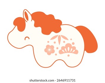 2026 Japanese zodiac sign, cute cartoon horse isolated. Flat vector illustration. Kawaii animal character. Chinese Lunar New Year, Seollal, Tet holiday card, banner, poster, design element