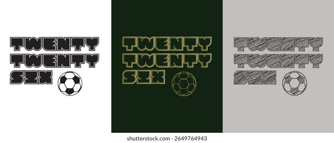 2026 Letter and Football Black, Gold, Sketch Vector Illustration Abstract Editable image
