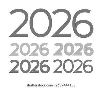 2026 linear numbers collection. Trendy New Year logo text design template