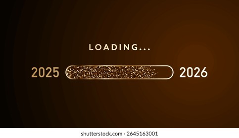 2026 loading bar, New Year countdown progress, gold glitter