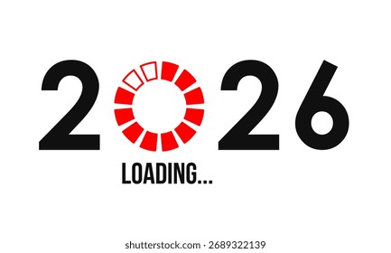 2026 loading round progress bar, vector poster on white background