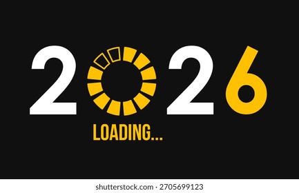 2026 loading round progress bar, vector poster on black background