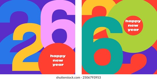 2026 logo concept for calendar, poster, flyer, banner.  Modern design for calendar, invitations, greeting cards. Set of new year logo text design. Stock greeting cards.