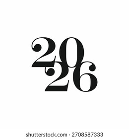 2026 diseño de logotipo en elegante tipografía decorativa serif para el año Nuevo. Elemento de diseño de Vector de logotipo de calendario 2026 abstracto con estilo con tipografía creativa