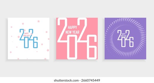 2026 Logo diseño conjunto para calendario, cartel, volante, Anuncio. Texto moderno del año Nuevo para las tarjetas de felicitación
