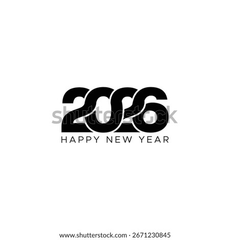 2026 logo number Creative black color vector art design. Happy New Year 2026 typography. New Year's Celebration Calendar Card Banner Poster. 
