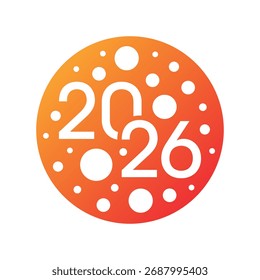 Logotipo de 2026 en círculo naranja. Concepto de 2026. Logotipo de 2026 para calendario, agenda, educación, negocios
