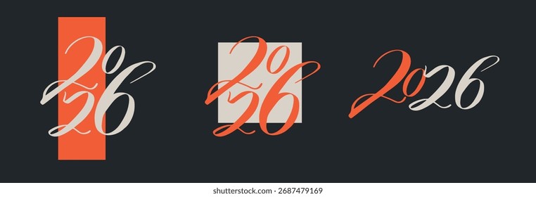 2026 Logo Vector Tipografía, 2026 Nuevo Año Set, Feliz Año Nuevo 2026 Número Colección